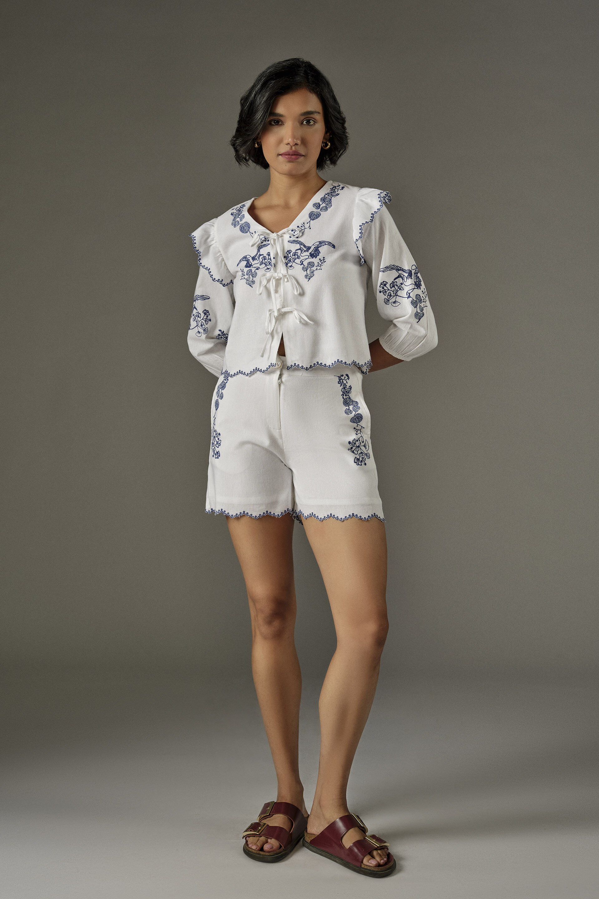 Elegant Embroidered Co-ord in White, White, image 4